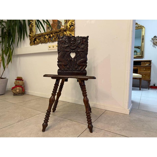 Alpine Farmers Chair in Walnut, 1650s For Sale - Image 9 of 9