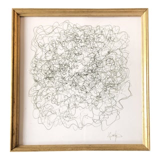Original Contemporary Wayne Cunningham Abstract Green Ink Drawing 1990’s For Sale