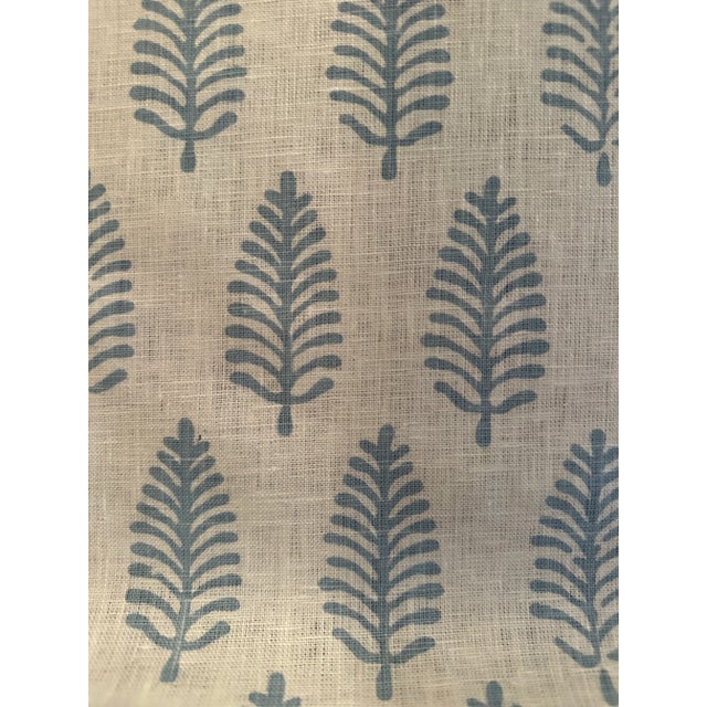 Traditional Quadrille Pinewood in Windsor Blue Linen Fabric 1 Yard For Sale - Image 3 of 3