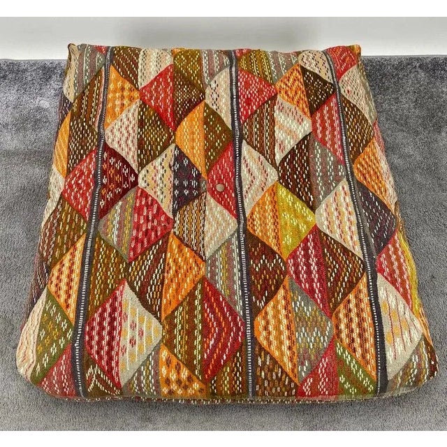 Boho Chic Large Bohemian Vintage Tribal Moroccan Handmade Floor Cushions, Poof or Pillow For Sale - Image 3 of 9