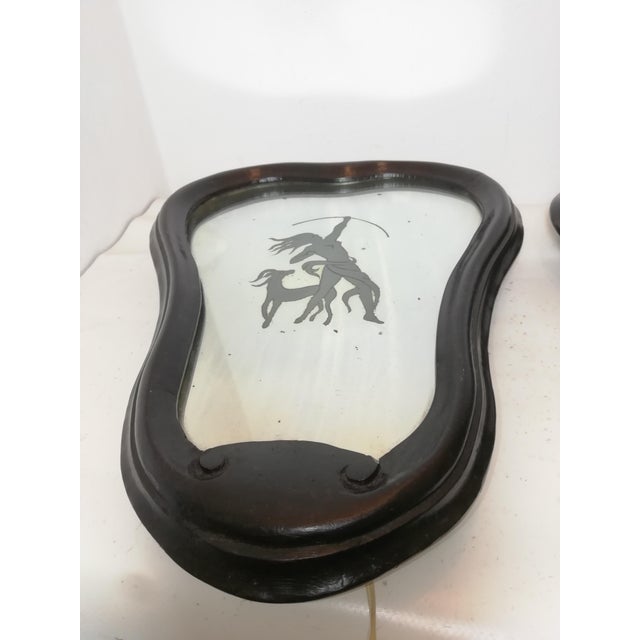 Decorated and Backlit Mirrors by Gio Ponti, Italy, 1930s, Set of 2 For Sale - Image 11 of 15