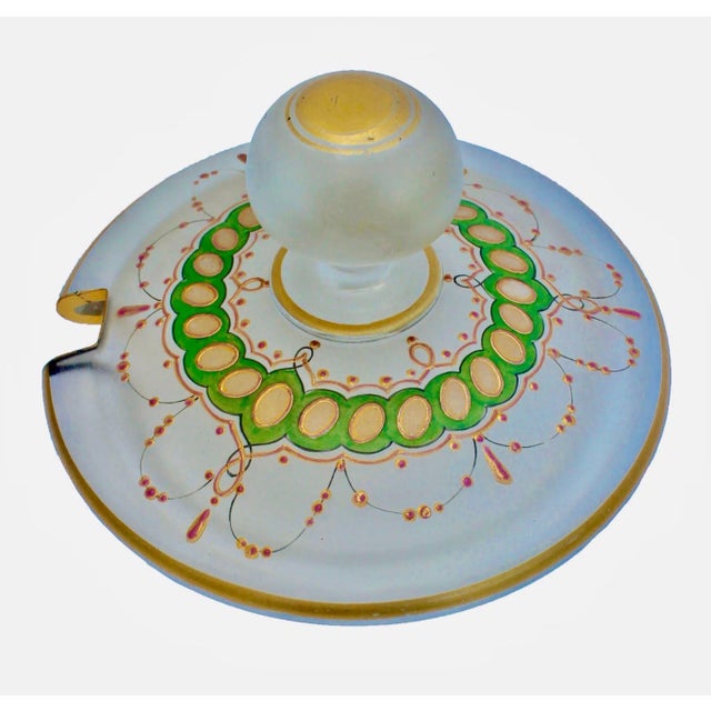 Gold Bohemian Enameled Gold Edge Glass Punch Bowl, Set of 4 For Sale - Image 8 of 10