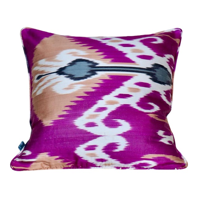 Pink Boukhara Ikat Pillow For Sale