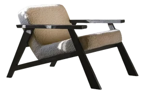 Dark Black Oak and Alpaca Soft Beige Wool Chair by Dennis Kaiser
