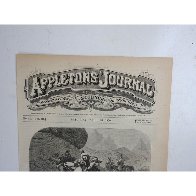 Rustic European 1870 Periodical Engraving Hunter on Arabian Horse For Sale - Image 3 of 5