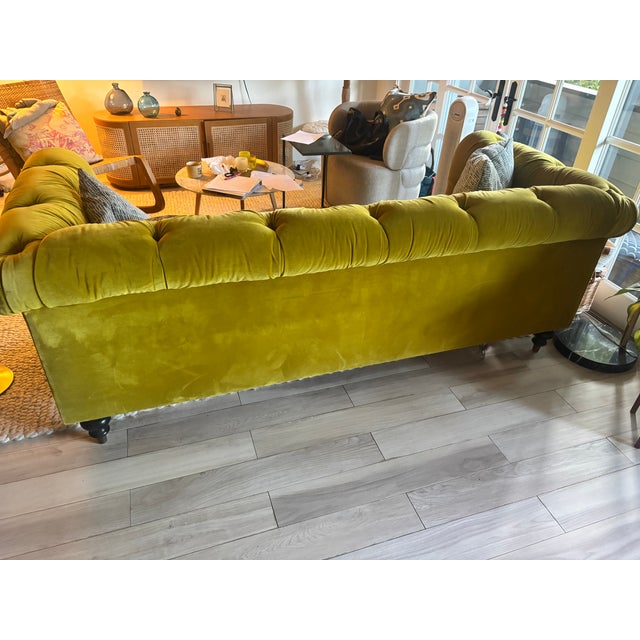 Dexter 92" Tufted Chesterfield Sofa, Velvet For Sale In Los Angeles - Image 6 of 11