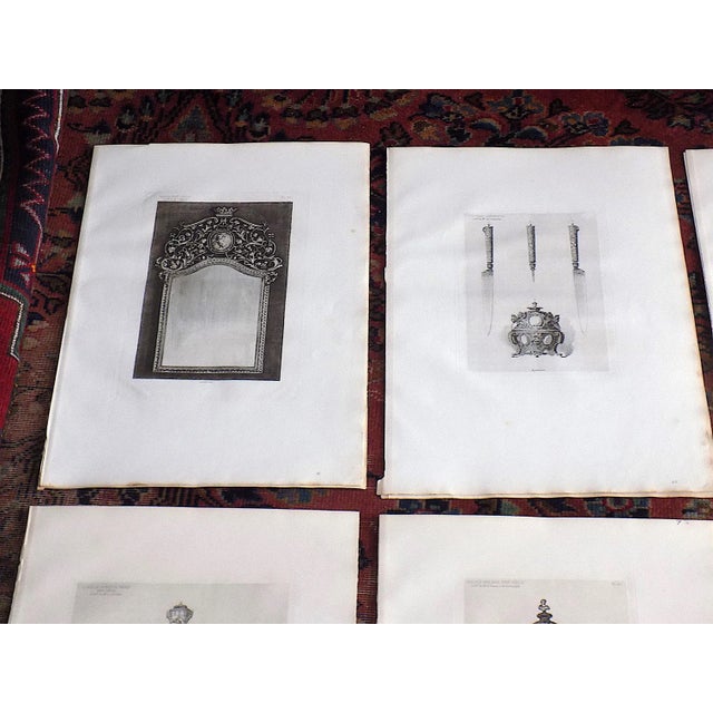 This set of twelve (12) mid 19th century black & white steel engravings depict various decorative items. Printed in France...