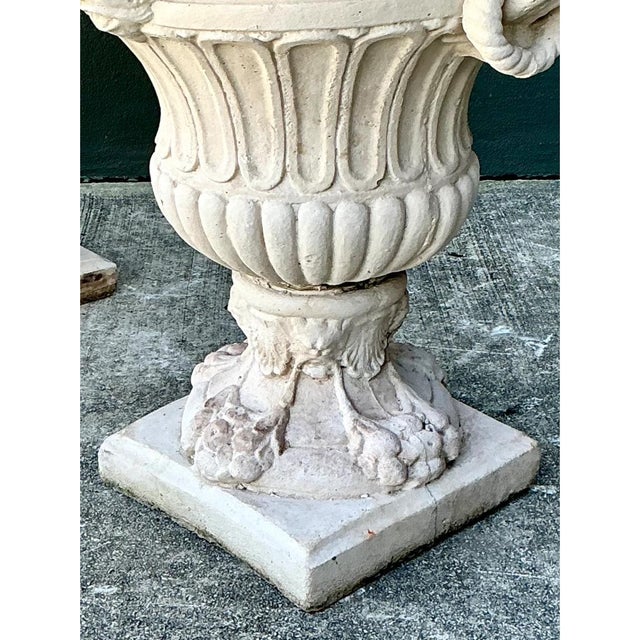 Ivory Vintage Carved Stone Urns - Pair For Sale - Image 8 of 14