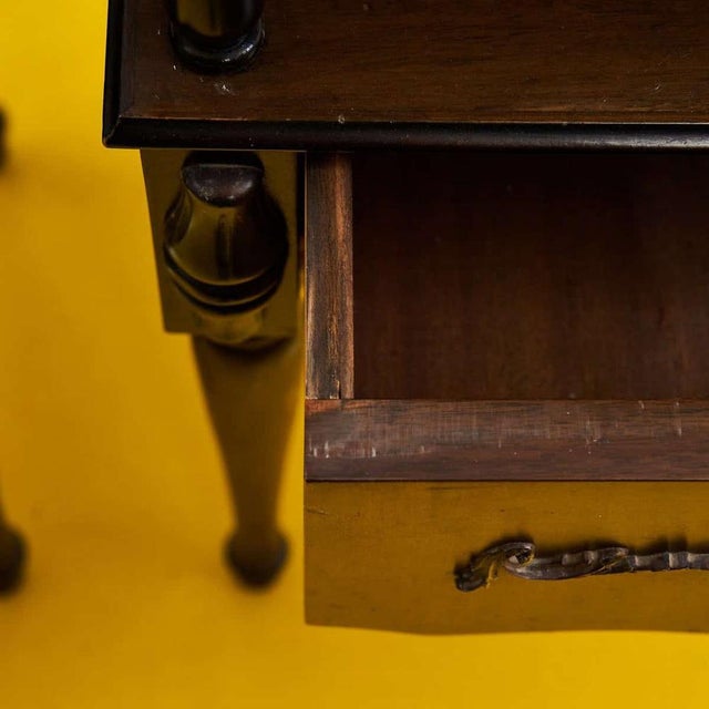 Wood Wooden Bedside Tables with Marble Top, 1950s, Set of 2 For Sale - Image 7 of 10
