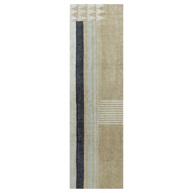 Luxurious Art Deco Style Hand-Knotted Silk & Wool Runner by Doris Leslie Blau For Sale