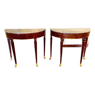 Pair of 19th C. Italian Walnut Consoles For Sale