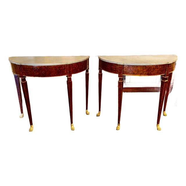 Pair of 19th C. Italian Walnut Consoles For Sale
