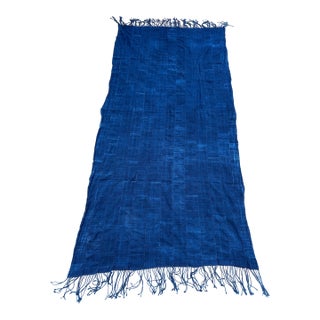 Vintage African Indigo Denim Mossi Mudcloth 85” L X 41”w Textile Throw | No. 101 For Sale