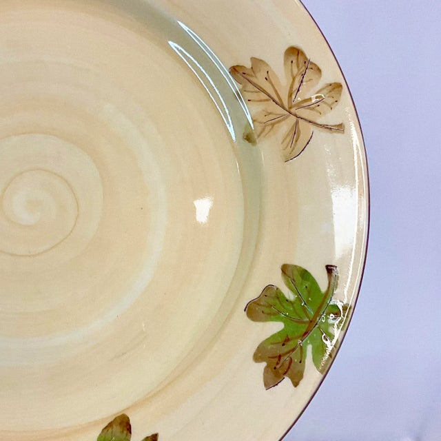 Light Yellow 1990s Vintage Arts & Crafts Pottery Barn Harvest Dinner Plates - Set of 9, Thanksgiving For Sale - Image 8 of 9