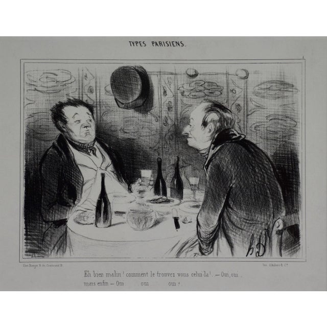 Daumier was a master of French satire and caricatures. In this lithograph entitled "TYPES PARISIENS NO. 1, Eh bien malin!...