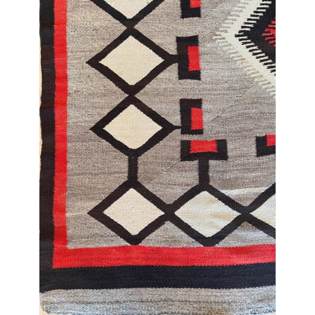 Early 20th Century Authentic Navajo Rug c.1930 Handwoven Wool Red & Tan Diamond Pattern 4'9" x 7'2" For Sale - Image 9 of 15