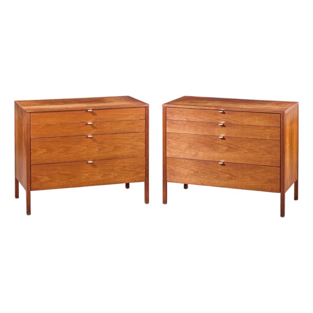 Florence Knoll for Knoll Mid Century Walnut Chest of Drawers Dresser - Pair For Sale