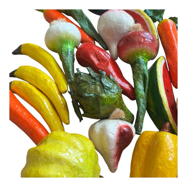 Late 20th Century Vintage Realistic Hand Crafted Paper Mache Fruit & Vegetables (Set of 22) For Sale - Image 5 of 6
