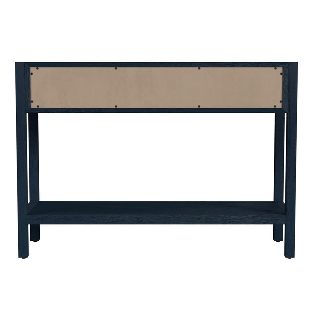 Lark 44 in. W Rectangular Wood 2 Drawer Console Table with Lower Open Shelf, Navy Blue For Sale In Chicago - Image 6 of 8