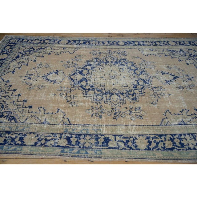 Blue Vintage Distressed Oushak Carpet - 6'7" x 9'5" For Sale - Image 8 of 11