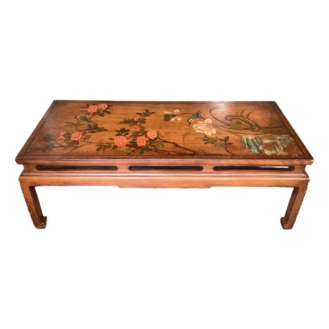 Elegant Asian Painted Coffee Table For Sale