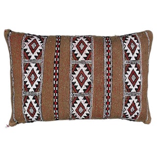 Late 20th Century Diamond Striped Moroccan Berber Pillow For Sale