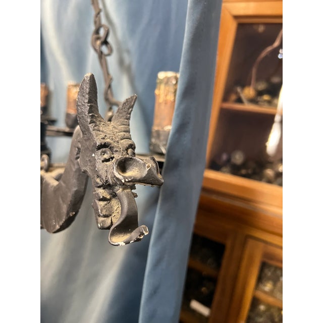 Gothic 1920's Spanish Revival/Gothic Dragon Chandelier For Sale - Image 3 of 13