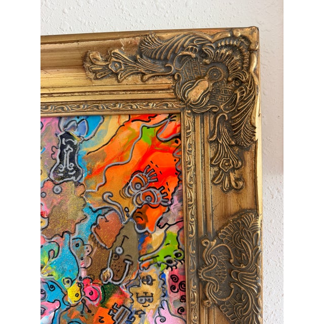 Blue Original Abstract Painting Serg Graff "Baby & Violin" Surreal Fantasy, Coa For Sale - Image 8 of 11