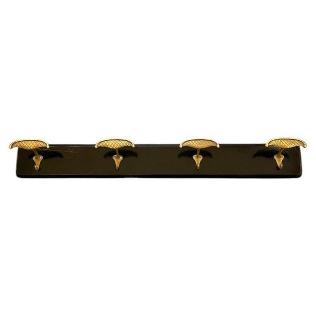 Ebonized Wooden Coat Rack with Brass Knobs, 1950s For Sale - Image 14 of 14