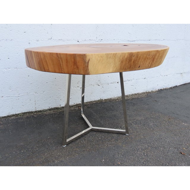 Rustic Natural Live Edge Wood Tree Slice Side Small End Coffee Table 6890 For Sale - Image 16 of 17