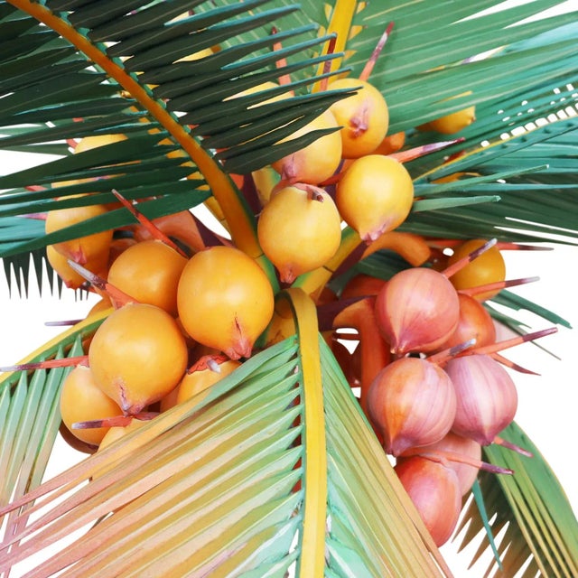 Wood Carved Wood Colorful Life Size Palm Tree Sculpture For Sale - Image 7 of 10