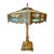 1940s Vintage Square Slag Glass Lamp With Rustic Scene For Sale