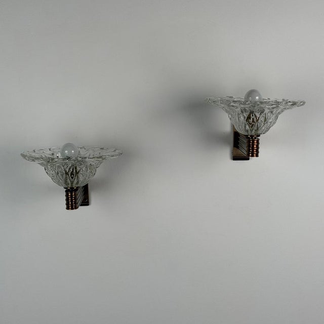 Sculptural Bullicante Glass Wall Sconces from Barovier & Toso, 1940s, Set of 2 For Sale - Image 3 of 18