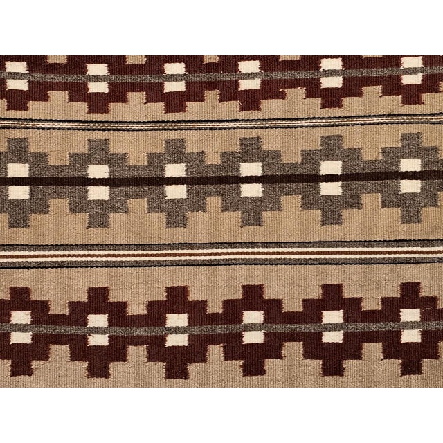 Tan Vintage Native American Indian Navajo Rug, Geometric Banded Pattern, Wool & Cotton, 2x3 For Sale - Image 8 of 14