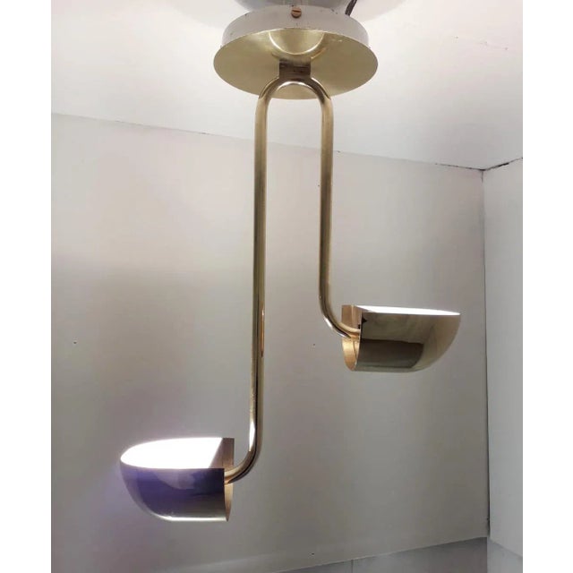 Metal Mid 20th Century Brass Flush Mount Pendant by Lumi For Sale - Image 7 of 12