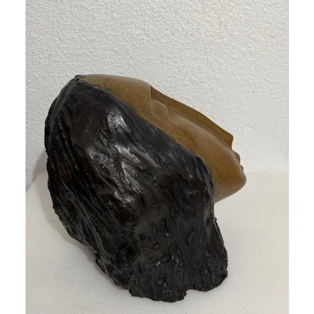 Ruth Bloch, Large Bronze Sculpture Woman Head, After Modigliani, Ruth Bloch Israeli Artist, c.1990's For Sale - Image 16 of 18