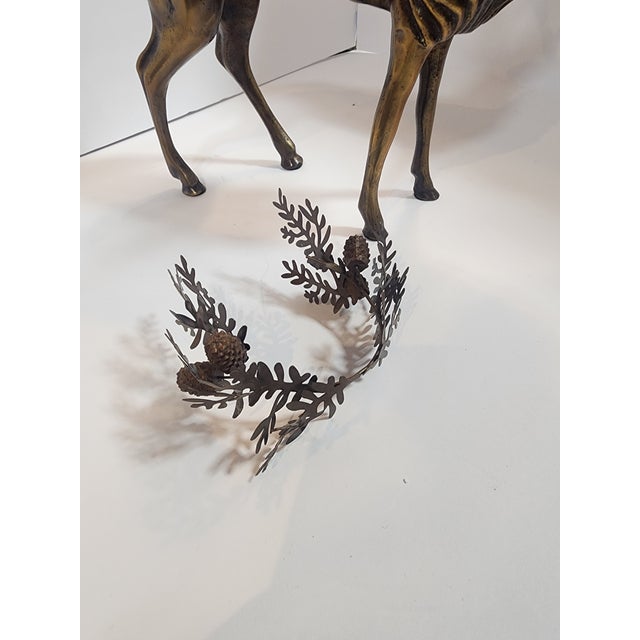 English Beautiful Solid Brass Stag Candleabra For Sale - Image 3 of 11