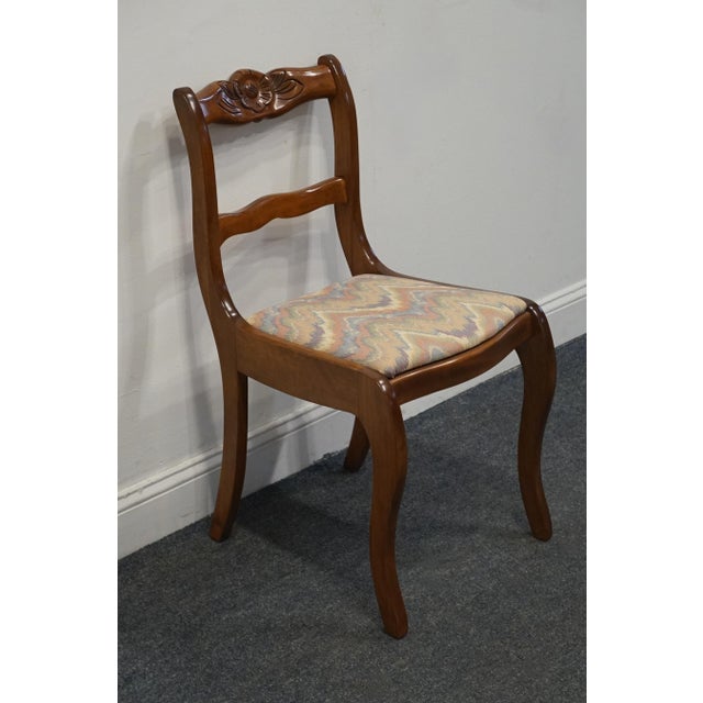 Traditional Vintage Antique Solid Mahogany Traditional Sheraton Duncan Phyfe Style Rose Back Dining Side Chair For Sale - Image 3 of 8