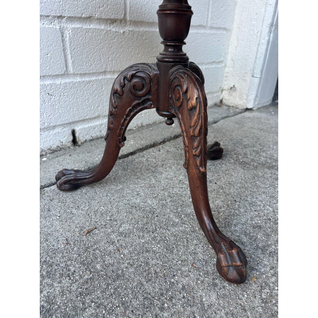 Antique English Claw Foot Mahogany Dumb Waiter With Three Tiers For Sale - Image 4 of 9