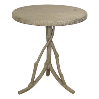 Matthew Izzo Home Faux Bois Iron Side Table For Sale