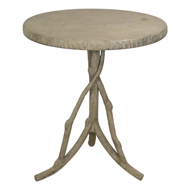 Matthew Izzo Home Faux Bois Iron Side Table For Sale