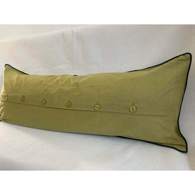 Contemporary Tropical Foliage Embellished Lime Green Long Lumbar Pillow Cover For Sale In New York - Image 6 of 7