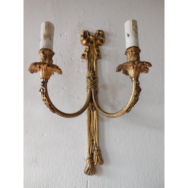 Housing 2 lights each. Beautiful bows and tassels. Great detailing and patina. Re-wired and ready to hang! Free priority...