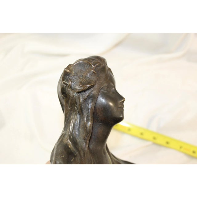 Early 1900s Vintage Art Nouveau, Lady Face Tray White Metal For Sale - Image 12 of 12