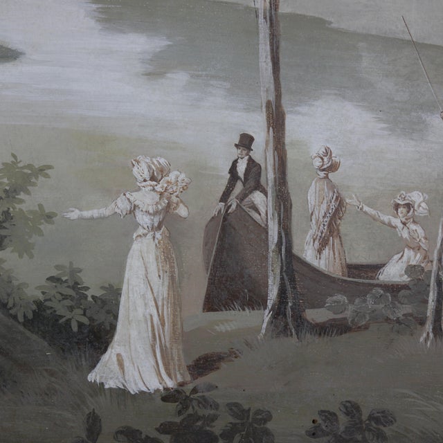 Neoclassical Large Neoclassical Style Landscape Painting – Pastoral Scene With Figures and Estate For Sale - Image 3 of 12