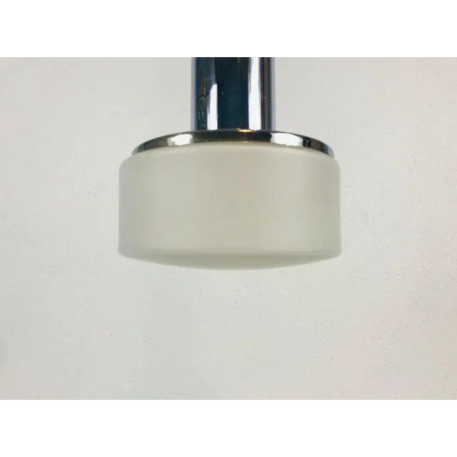 Staff Chrome and Opaline Glass Hanging Lamps, 1970s, Germany - a Pair For Sale - Image 6 of 9