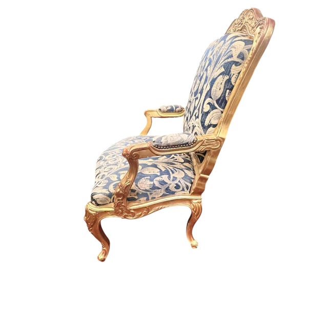 Mid 20th Century Pair of Louis XV Style Giltwood Fauteuil Chairs For Sale - Image 9 of 17