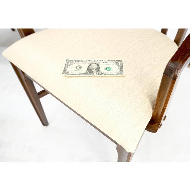 Set of 6 Mid-Century Modern New Linen Upholstery Walnut Dining Chairs Mint! For Sale - Image 13 of 14