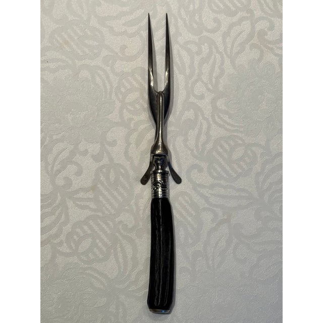 1920s Staghorn and Sterling Silver Carving Set- 3 Pieces For Sale - Image 11 of 17
