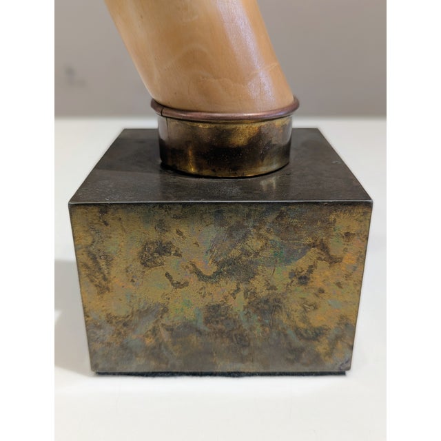 Chapman Manufacturing Company Hollywood Regency Faux Tusk Sculpture on Stone Base For Sale - Image 4 of 8